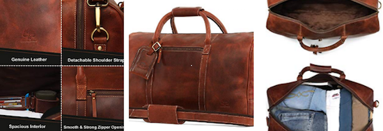 Rustictown leather underseat travel duffel personal item