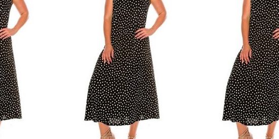 Black Polka Dot Long Summer Dress 