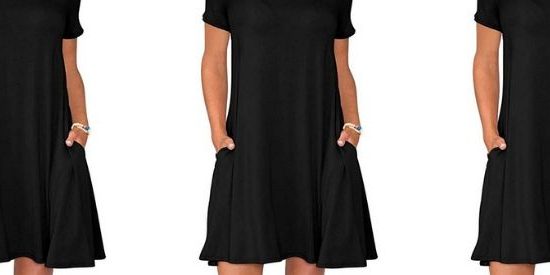 T-Shirt Dress with Pockets in Black