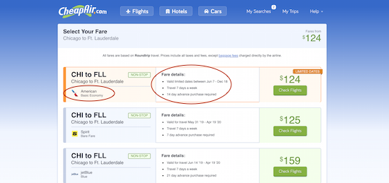 CheapAir fare list of cheap flights