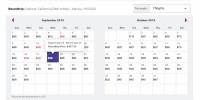 Hawaiian Airlines flexible date calendar