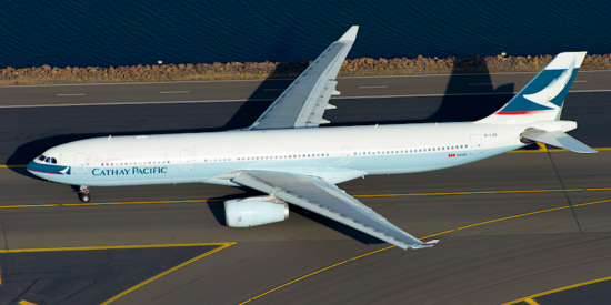 cathay pacific airplane on tarmac