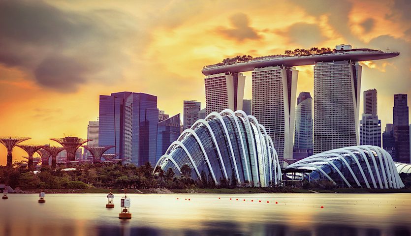 Singapore Skyline Marina Bay Sands and Biodome