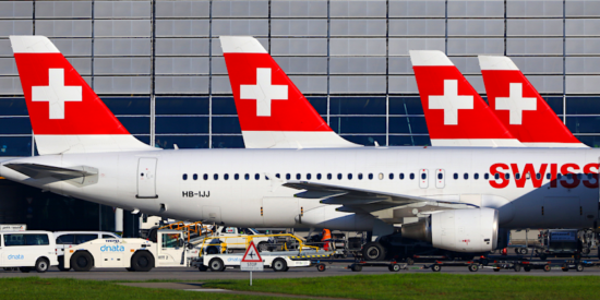 tails of Swiss international airlines planes