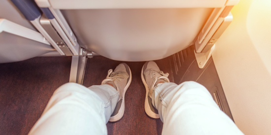lots of legroom on an airplane seat