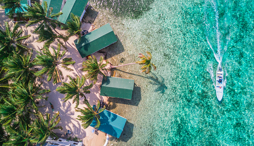 Aerial view of Tobacco Caye in Belize