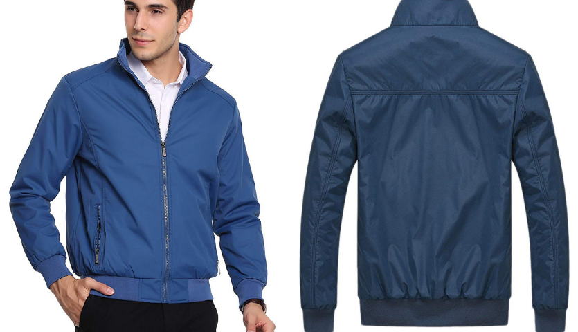 chouyatou mens lightweight jacket, man wearing blue jacket, back of blue jacket for fall