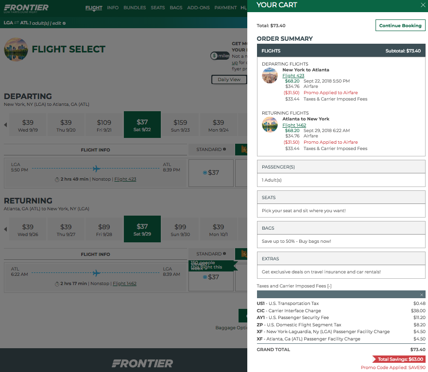 90 off Promo Code Sale on Frontier for Travel Through MidDecember
