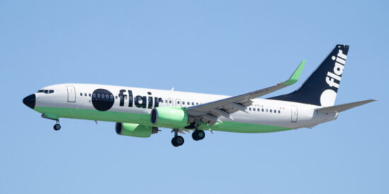 Flair Air Boeing 737 airplane landing