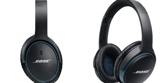 Black bose headphones, sideview of black bose headphones