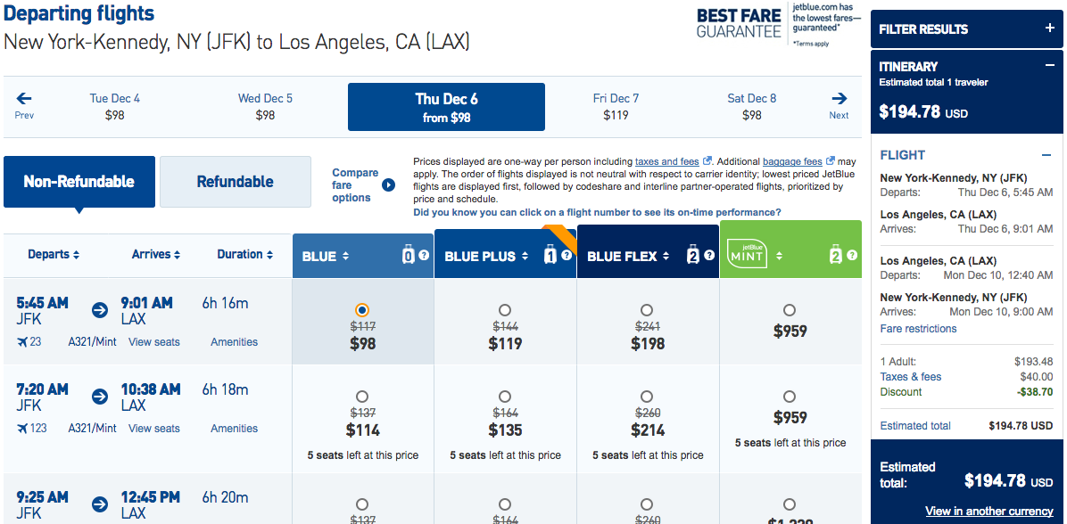 JetBlue's Holidazed Sale Save 20 Off Flights With This Promo Code