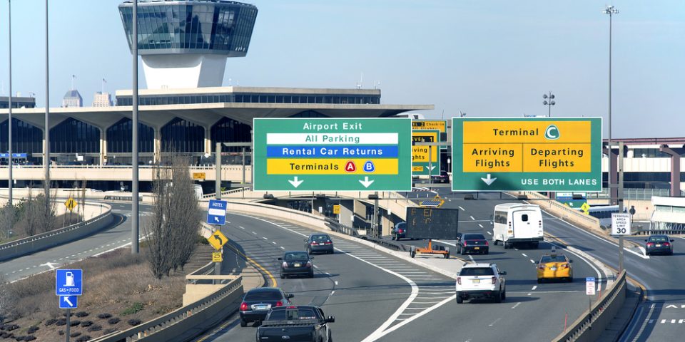 Highway to Terminal C at Newark Liberty International Airport in New York City