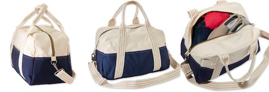 L.L. Bean Signature Made in Maine Duffle in white and navy