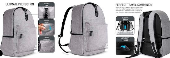 XDesign Travel Laptop Backpack with USB Charging Port +Anti-Theft Lock [Slim Durable College School Computer Bookbag for Women, Men, 