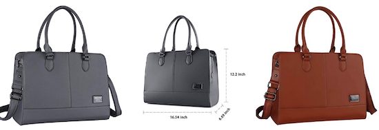 MOSISO Laptop Tote Bag for Women (Up to 15.6 Inch), Premium PU Leather Large Capacity with 3 Layer Compartments Business Work Travel Shoulder Briefcase Handbag