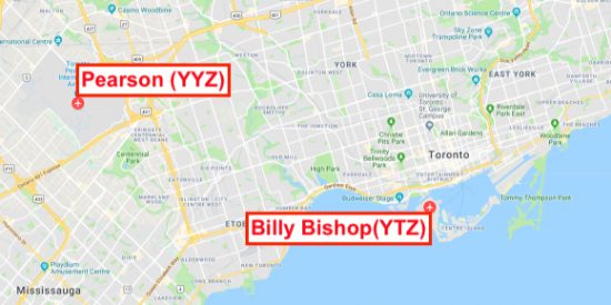 toronto airport map locations billy bishop pearson