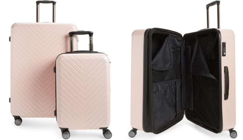 Nordstrom Chevron Spinners Luggage Set in pink