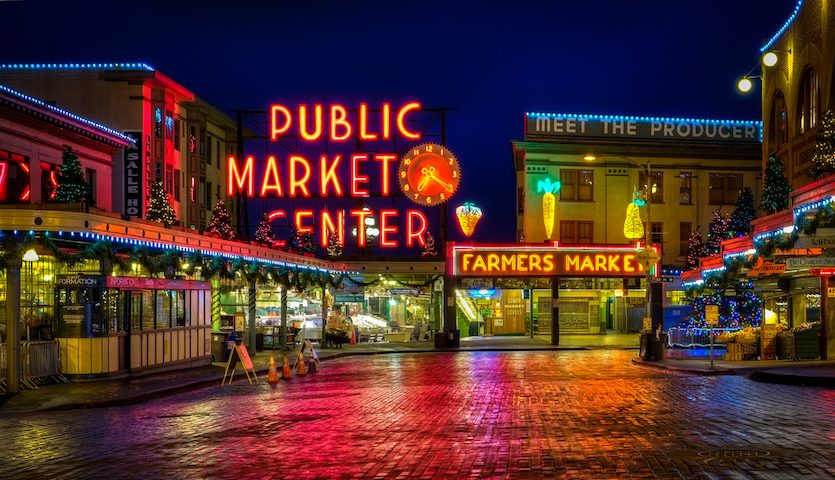 Seattle Public Market Pikes Place at Night