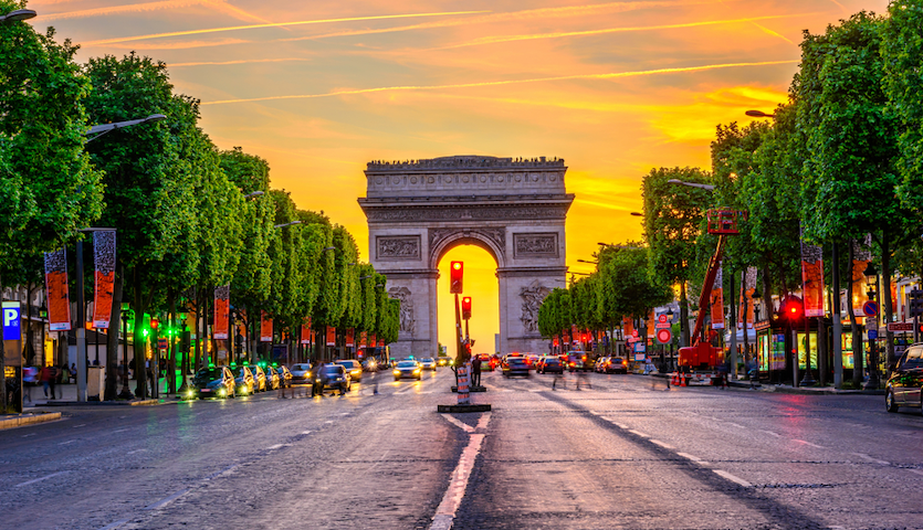 Arc de Triomphe at Sunset in Paris France