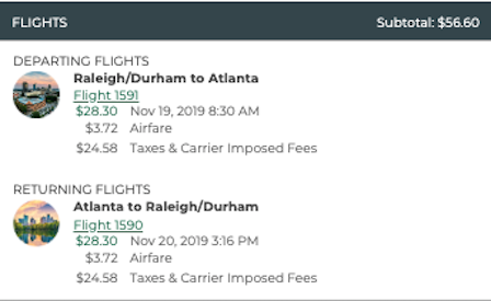 cheap flight from raleigh to atlanta for $57 roundtrip on frontier