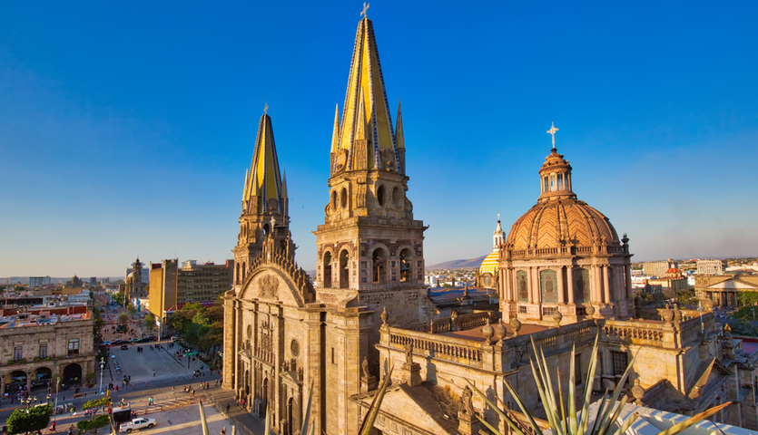 Cathedral in the center of Guadalajara Mexico