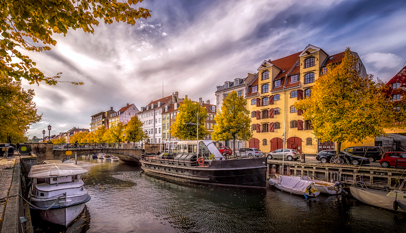 Autumn in Copenhagen Denmark by the canal