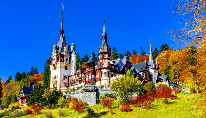 Peles Castle near Bucharest Romania Transylvania in Fall