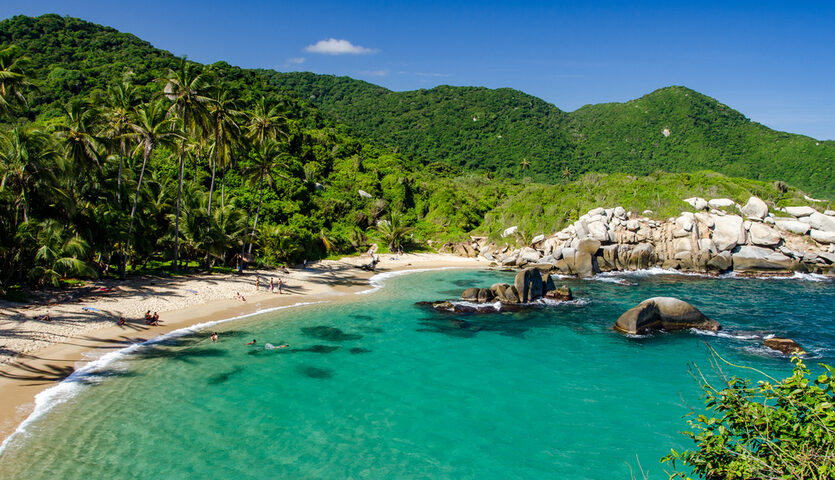 caribbean beach in tayrona national park colombia