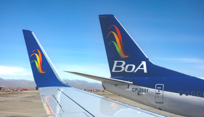 Boliviana de Aviacion airplane tails livery on Boeing 737