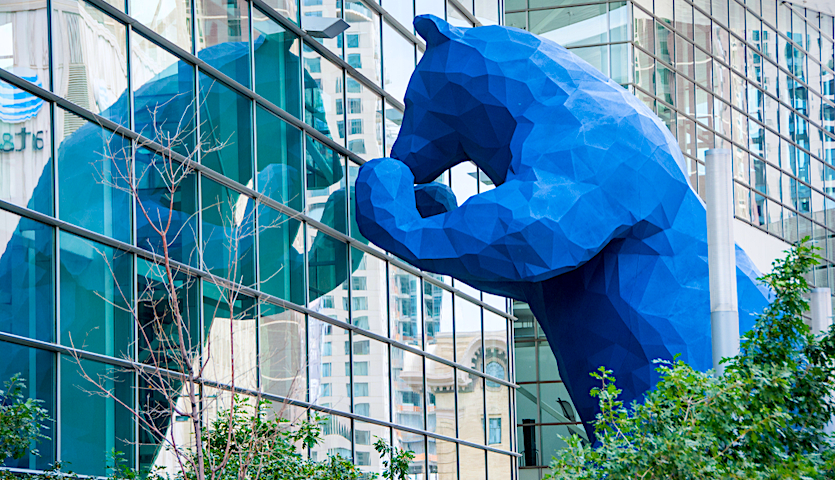 Blue bear sculpture at the Denver convention center