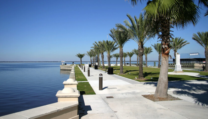 walkway and palms in Sanford, Florida