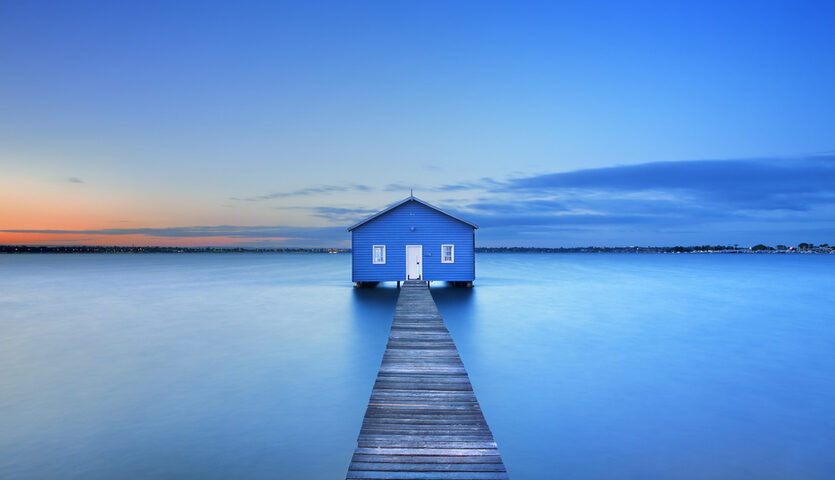 boathouse on matilda bay in the swan river of perth, western australia