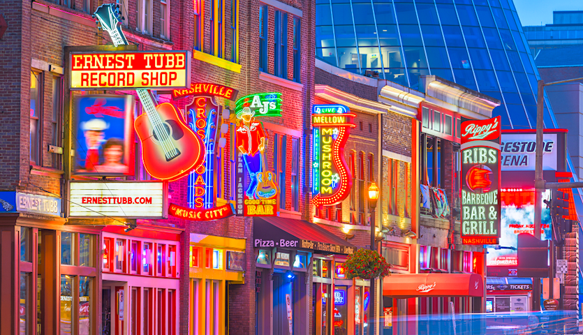 Music Signs on Honky Tonk Row in Nashville Tennessee