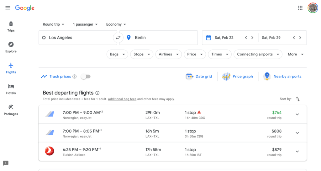 Google-Flight-Search