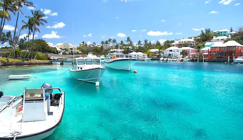 boats in the Hamilton harbor in Bermuda