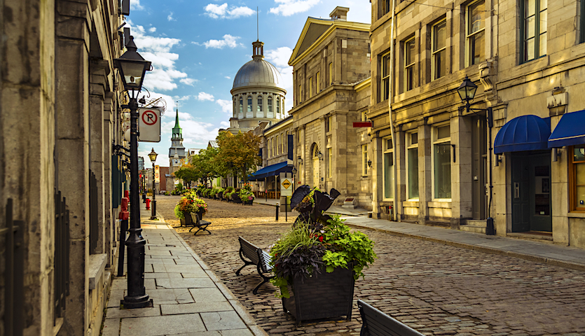 Street in old town Montreal in the summer